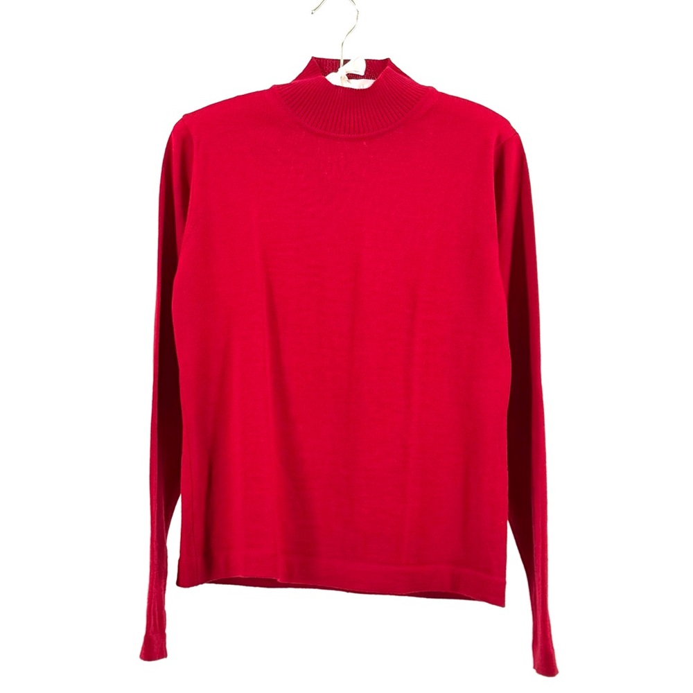 Lord & Taylor Italian Merino Wool Red Sweater Top Size M